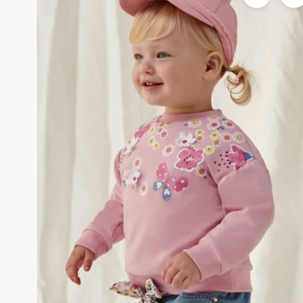Mayoral dahlia appliqué Floral Toddler Sweatshirt 12 mo